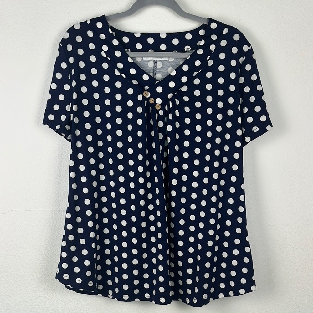 Elegant Navy Polka Dot Blouse